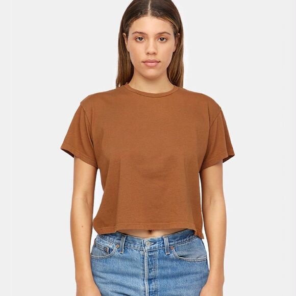 Nwt LACAUSA - Size XL - Women's Boxy Tee in Toffee/ Brown Organic Cotton - Picture 1 of 4